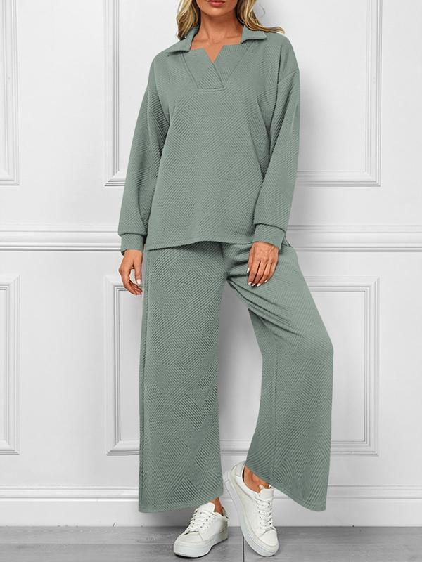 V-Neck Set 🌿 Wide-Leg Comfort Fit