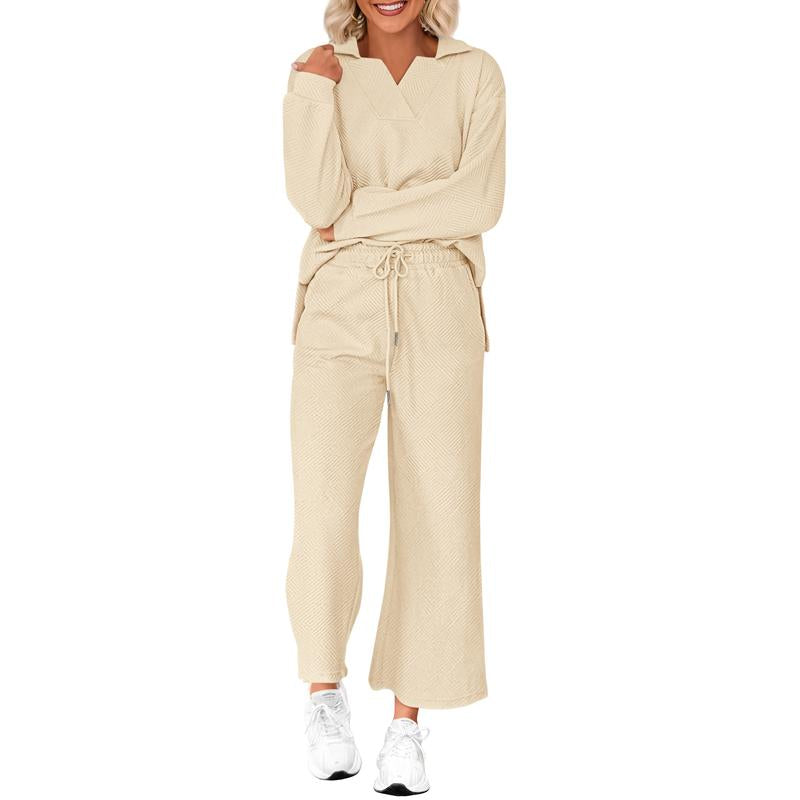 V-Neck Set 🌿 Wide-Leg Comfort Fit