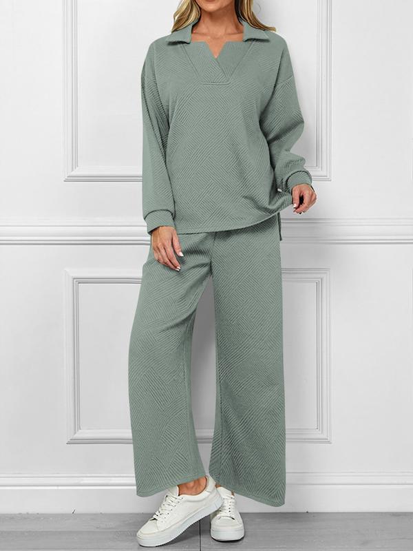 V-Neck Set 🌿 Wide-Leg Comfort Fit