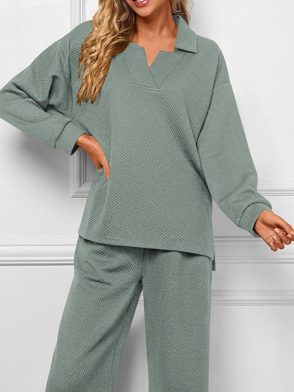 V-Neck Set 🌿 Wide-Leg Comfort Fit