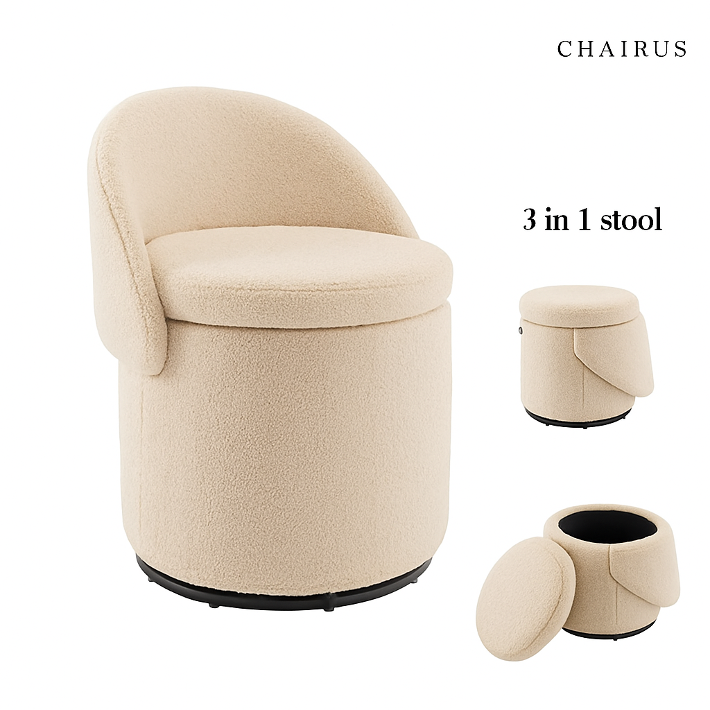 🔥 50% Off! Chairus 3-in-1 Swivel Vanity Stool – Stylish Seating with Hidden Storage & Swivel Function 🪑