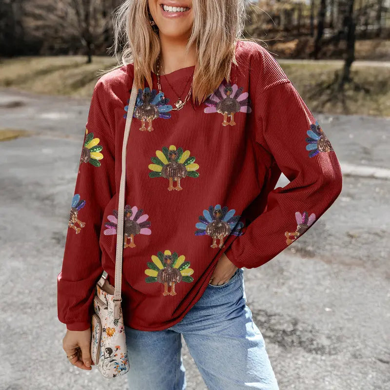⏰ LAST DAY SAVE 50% 💥 2025 Hot Sequin Turkey Sweatshirt