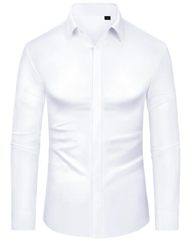 👔 Men's 16-Way Stretch Dress Shirt – Slim Fit Wrinkle-Free Button Down Traveler Shirt