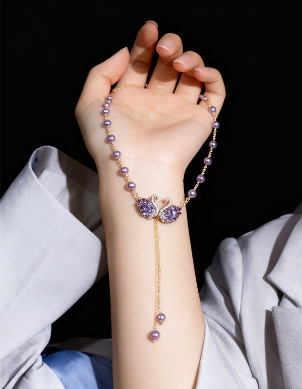 💜 Luxury Purple Swan Necklace ✨ Elegant Pendant for a Chic Look