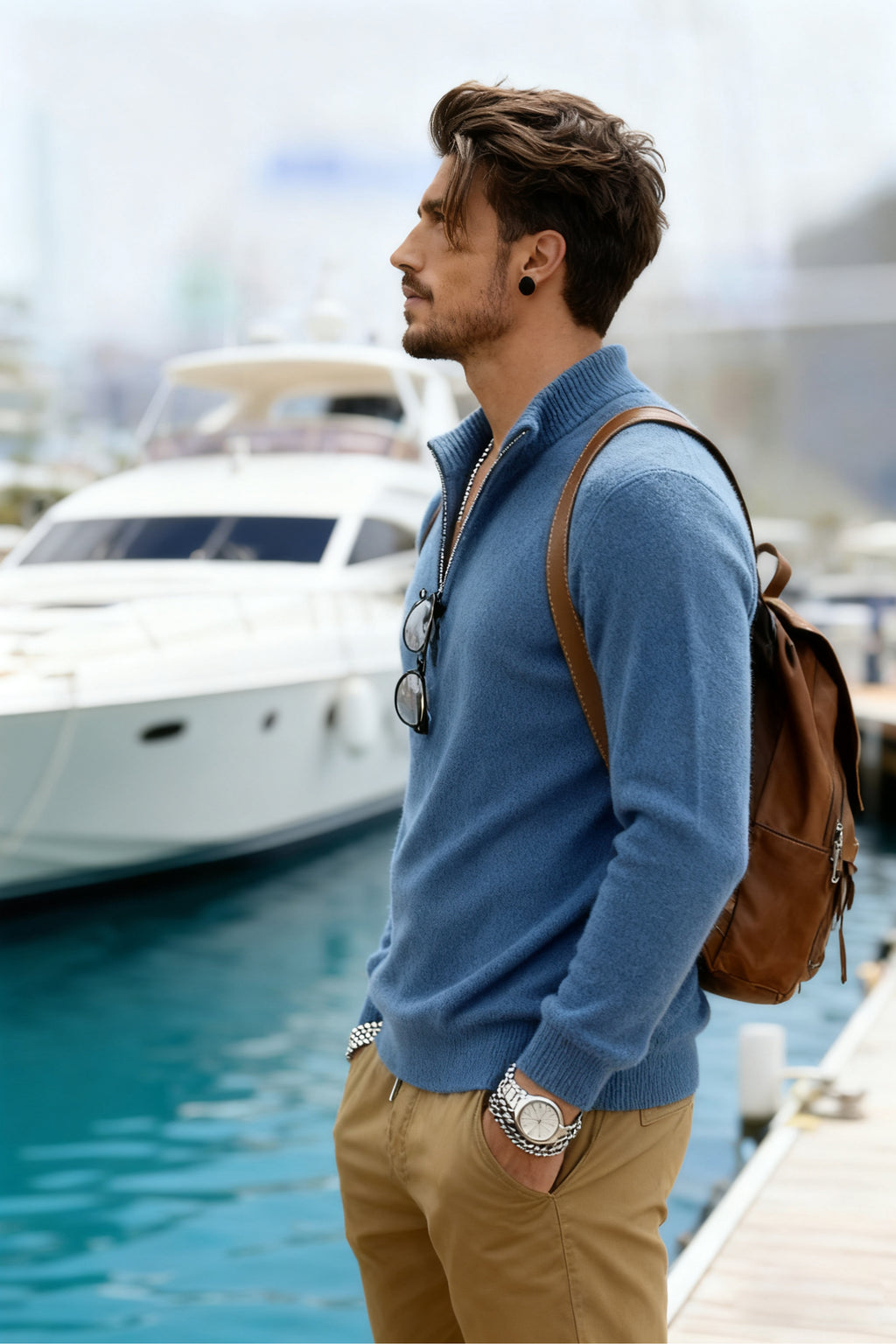 🧶 Men's Quarter Zip Mock Neck Sweater, Slim Fit Lightweight Pullover, Casual Long Sleeve Knitwear for Fall Outfits