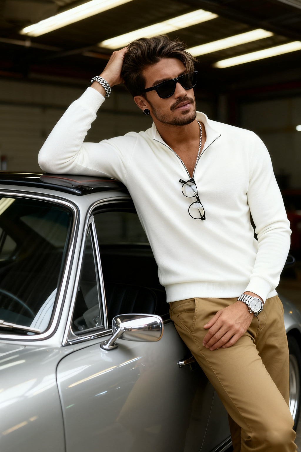 🧶 Men's Quarter Zip Mock Neck Sweater, Slim Fit Lightweight Pullover, Casual Long Sleeve Knitwear for Fall Outfits