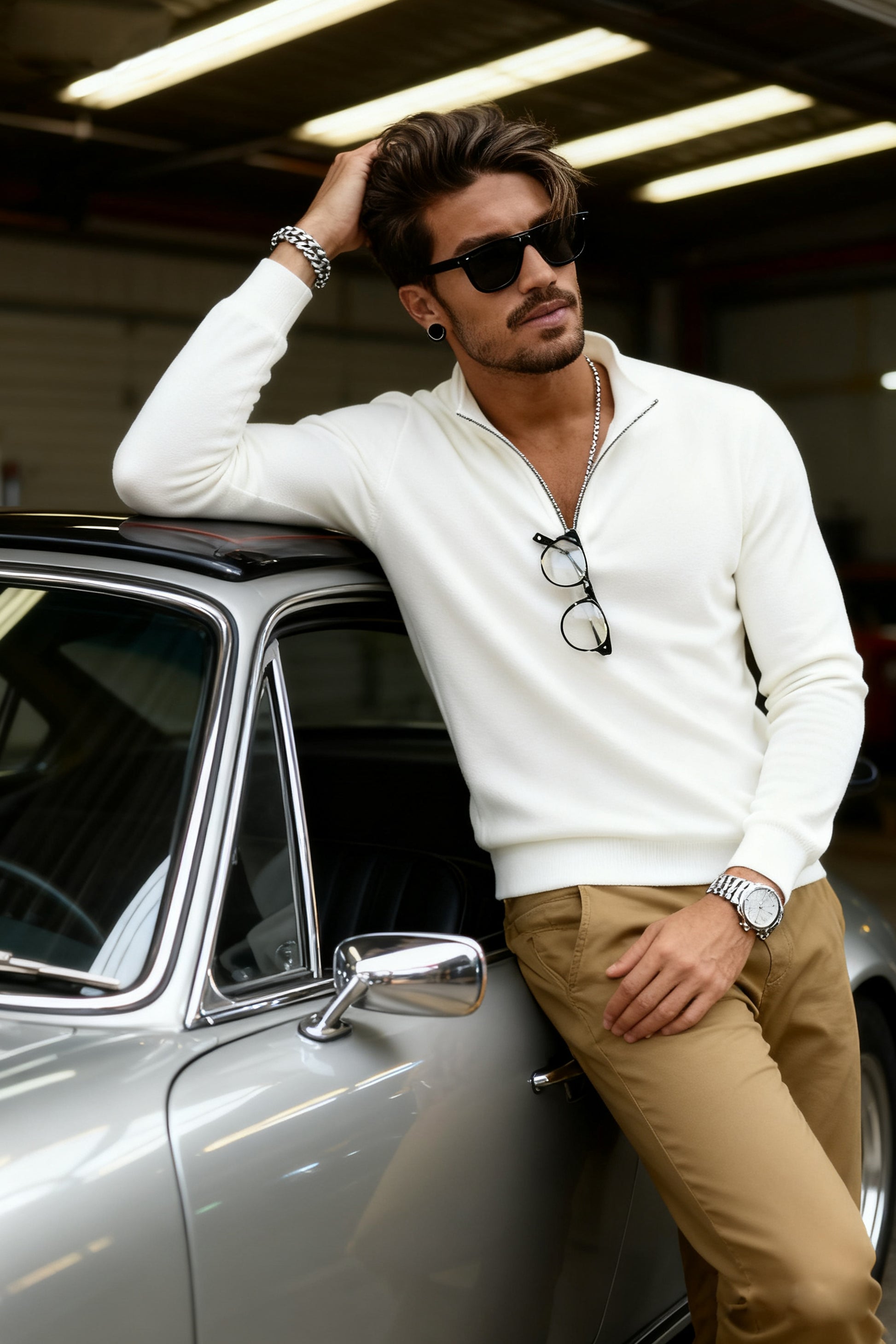 🧶 Men's Quarter Zip Mock Neck Sweater, Slim Fit Lightweight Pullover, Casual Long Sleeve Knitwear for Fall Outfits