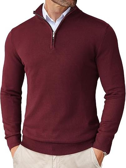 🧶 Men's Quarter Zip Mock Neck Sweater, Slim Fit Lightweight Pullover, Casual Long Sleeve Knitwear for Fall Outfits