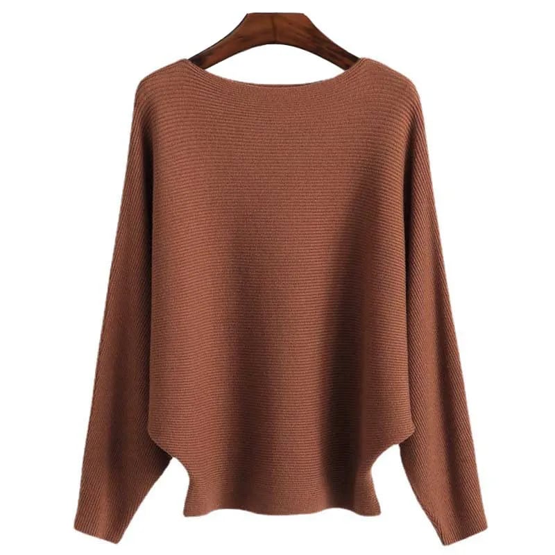 ✨ Women’s Boat Neck Sweater | Bat Sleeve Knitted Pullover 🧶