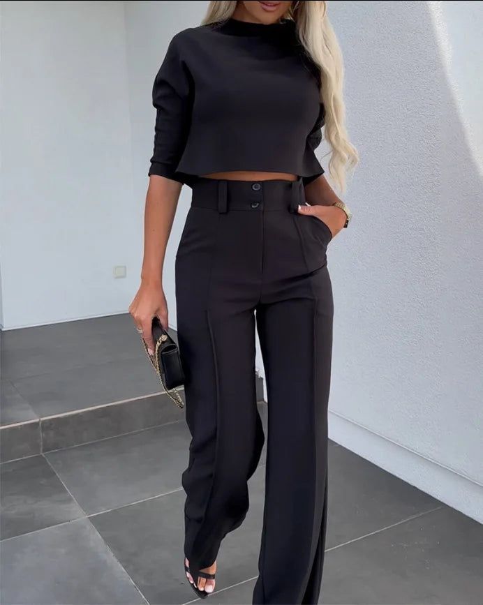 🔥50%OFF TODAY🌸Stylish Long Sleeve & Pants Set | Women’s Daily Commuter Outfit 🤍