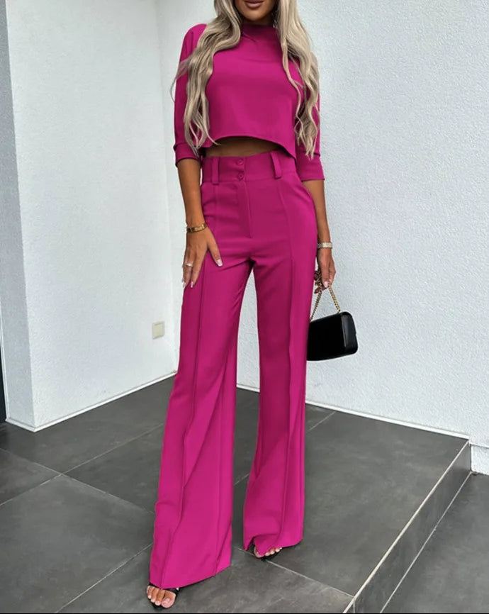 🔥50%OFF TODAY🌸Stylish Long Sleeve & Pants Set | Women’s Daily Commuter Outfit 🤍