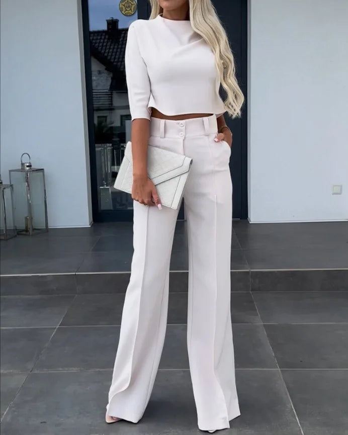 🔥50%OFF TODAY🌸Stylish Long Sleeve & Pants Set | Women’s Daily Commuter Outfit 🤍