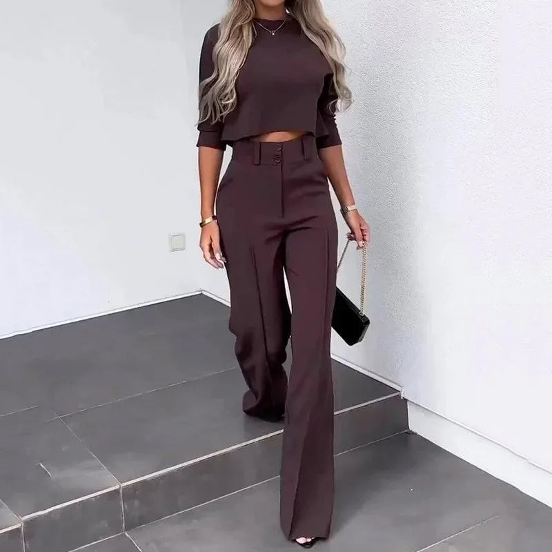 🔥50%OFF TODAY🌸Stylish Long Sleeve & Pants Set | Women’s Daily Commuter Outfit 🤍