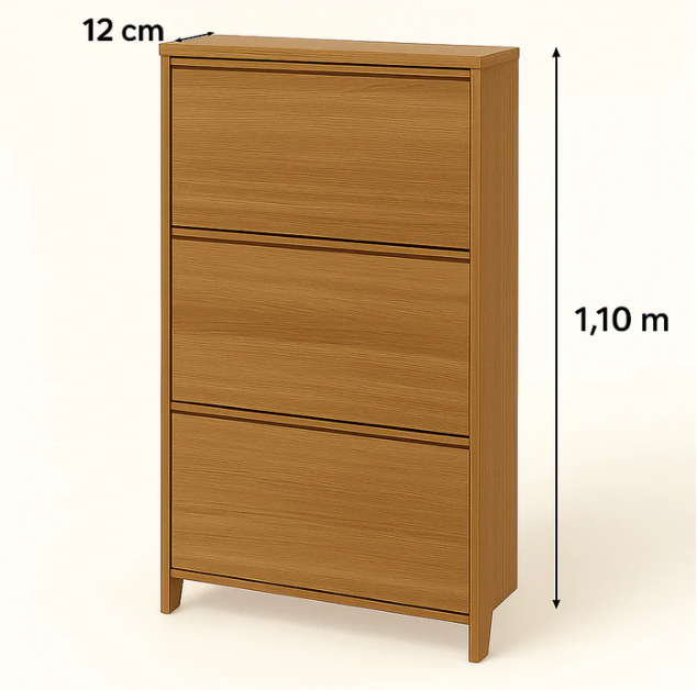 Ez Thin Wooden Shoe Rack – 3 Doors