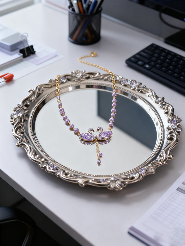 💜 Luxury Purple Swan Necklace ✨ Elegant Pendant for a Chic Look