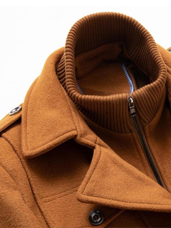 🧥 Men's Solid Button Front 2-in-1 Lapel Overcoat – Casual Long Sleeve Coat for Fall & Winter
