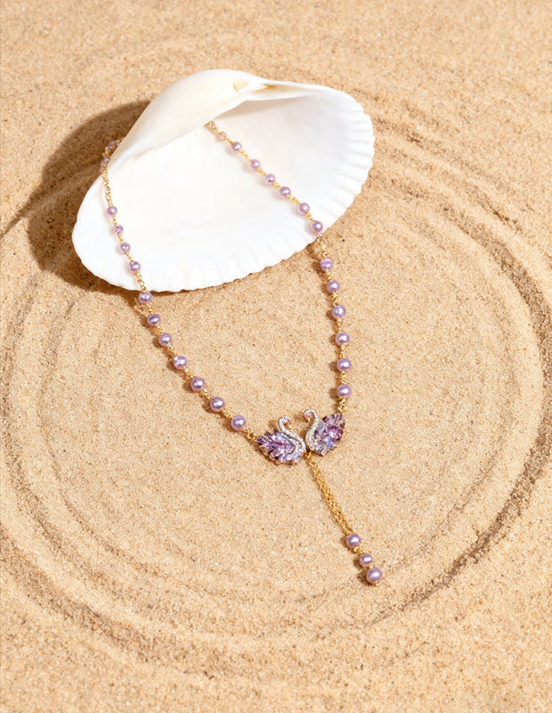 💜 Luxury Purple Swan Necklace ✨ Elegant Pendant for a Chic Look