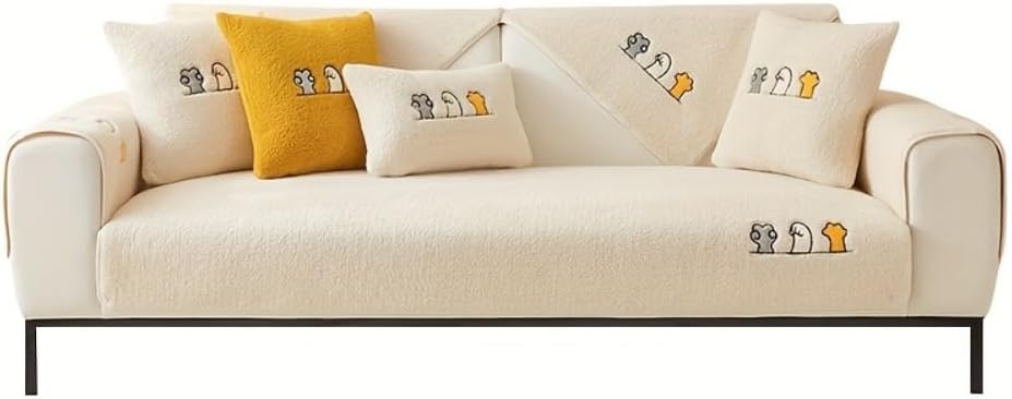 👍Sherpa Sofa Slipcover,Dog Friendly Sofa Cover,Plush Non Slip Sofa Protector Couch Cover,Furniture Protector for Bedroom Living Room Home Decor
