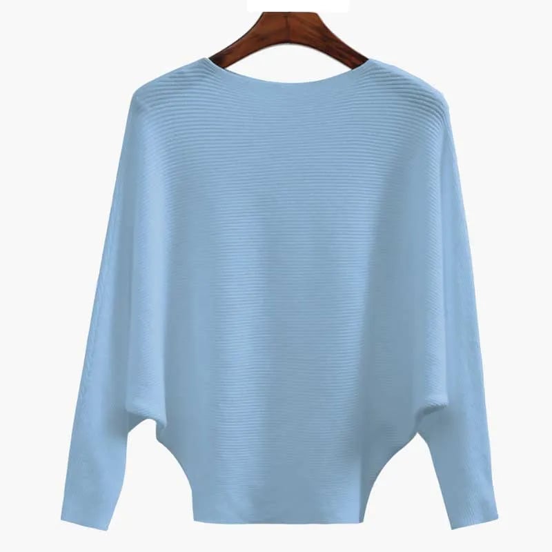 ✨ Women’s Boat Neck Sweater | Bat Sleeve Knitted Pullover 🧶