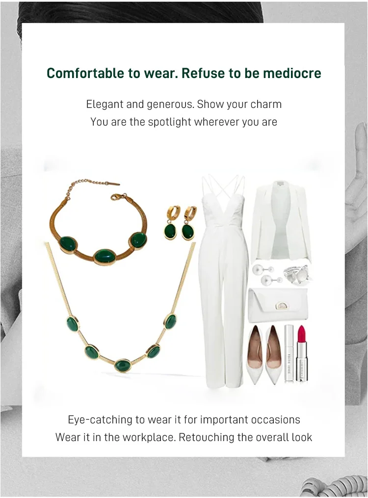 ✨ Emerald Jewelry Set | Necklace, Earrings & Bracelet | 3-Piece Set 💚
