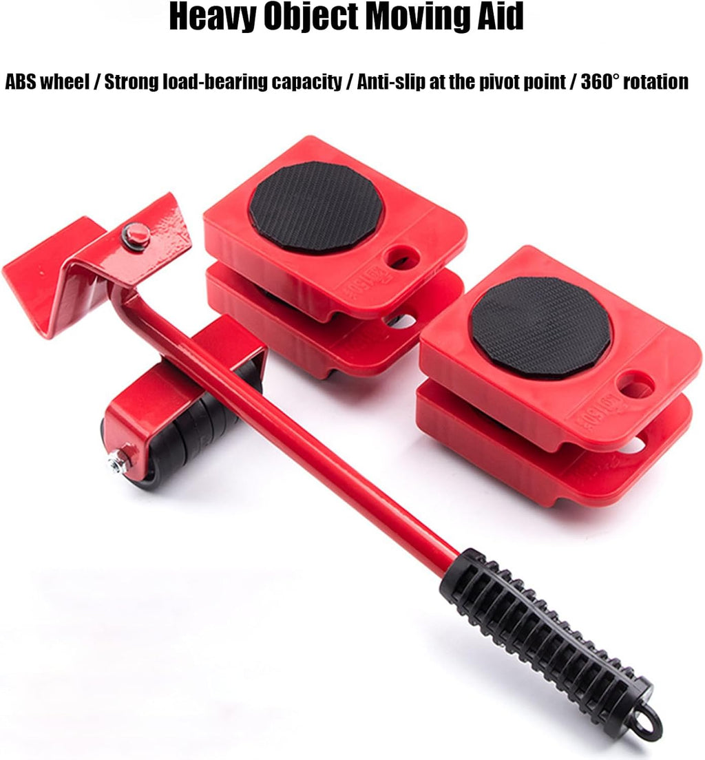 👍Zeanaturals Furniture Lift Mover Tool Set with 4 Wheels, Heavy Duty Furniture Movers, Universal Floor Sliders for Hardwood, Tile, Laminate & Low-Pile Carpet (Red)