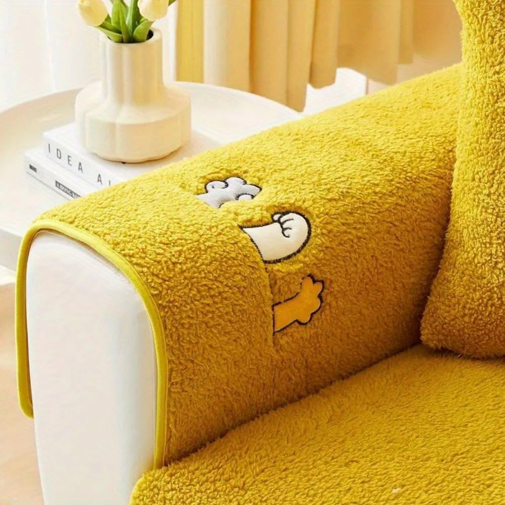 👍Sherpa Sofa Slipcover,Dog Friendly Sofa Cover,Plush Non Slip Sofa Protector Couch Cover,Furniture Protector for Bedroom Living Room Home Decor