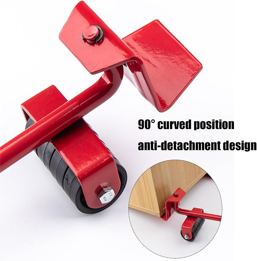 👍Zeanaturals Furniture Lift Mover Tool Set with 4 Wheels, Heavy Duty Furniture Movers, Universal Floor Sliders for Hardwood, Tile, Laminate & Low-Pile Carpet (Red)