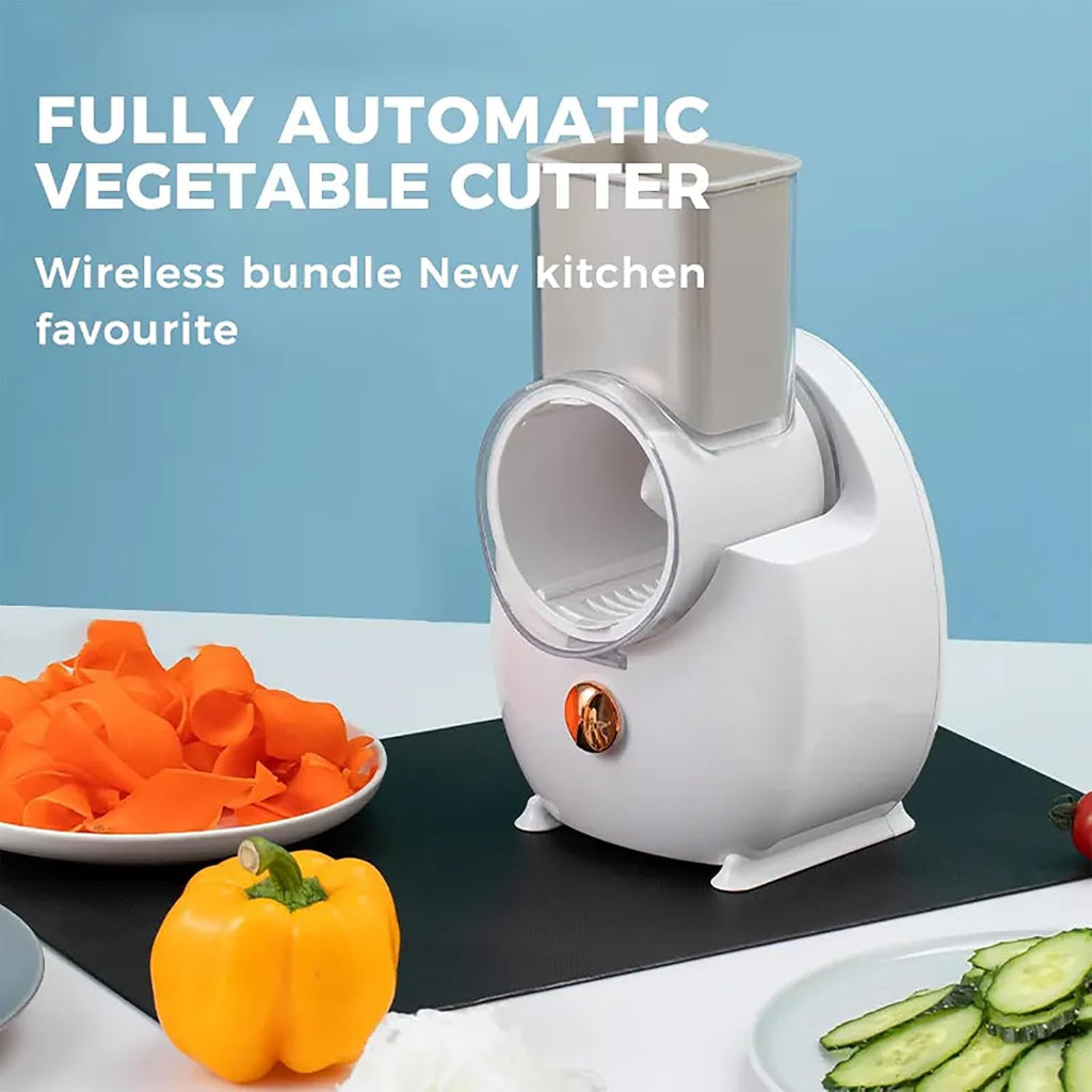 👍Electric Cheese Grater Vegetable Slicer, Rechargeable Rotary Grater Salad Maker with 3 Interchangeable Blades, Durable Material and Cutting Efficiently, for Kitchen, Camping, Restaurant