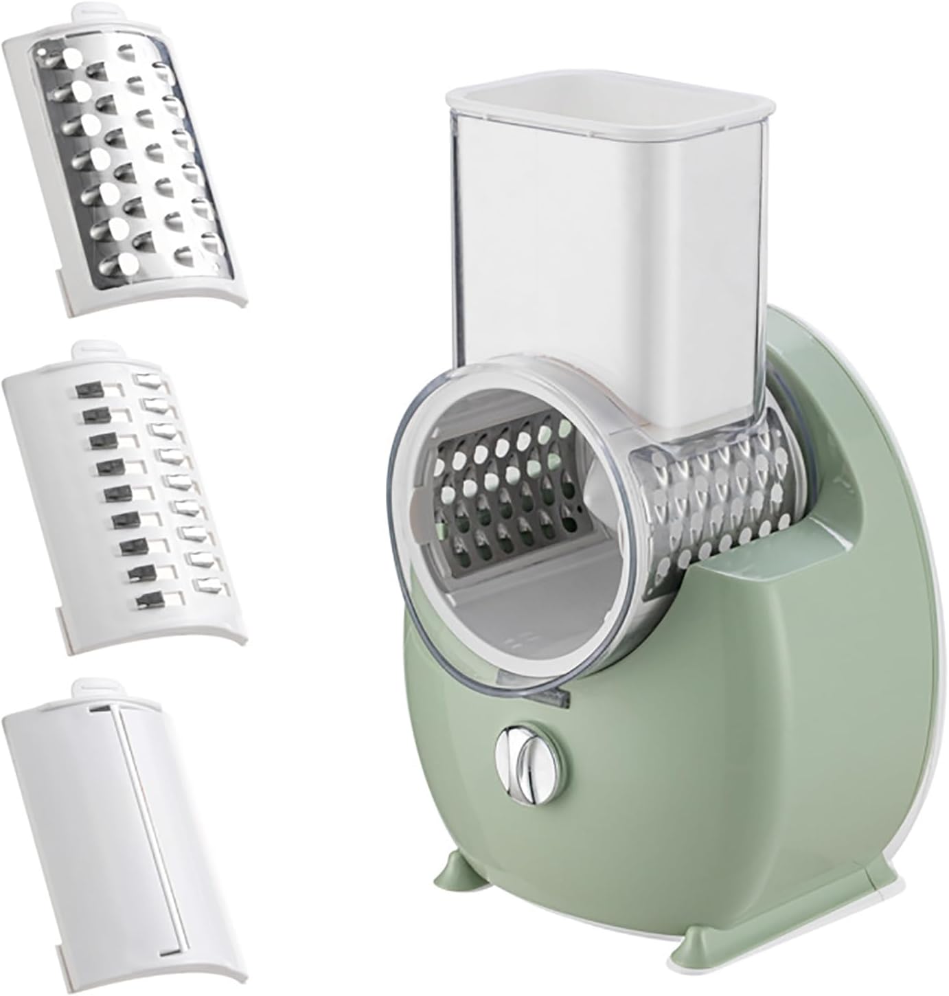 👍Electric Cheese Grater Vegetable Slicer, Rechargeable Rotary Grater Salad Maker with 3 Interchangeable Blades, Durable Material and Cutting Efficiently, for Kitchen, Camping, Restaurant