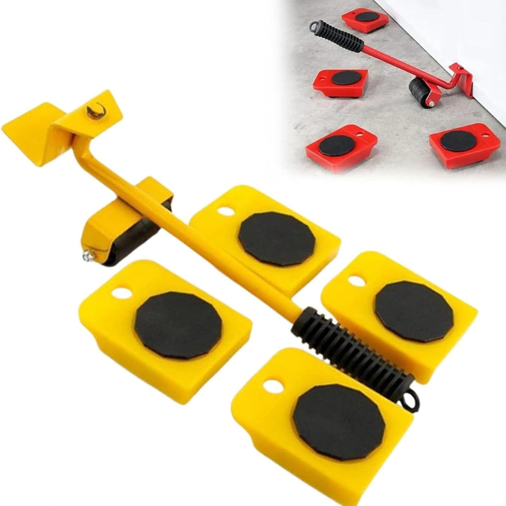 👍Zeanaturals Furniture Lift Mover Tool Set with 4 Wheels, Heavy Duty Furniture Movers, Universal Floor Sliders for Hardwood, Tile, Laminate & Low-Pile Carpet (Red)