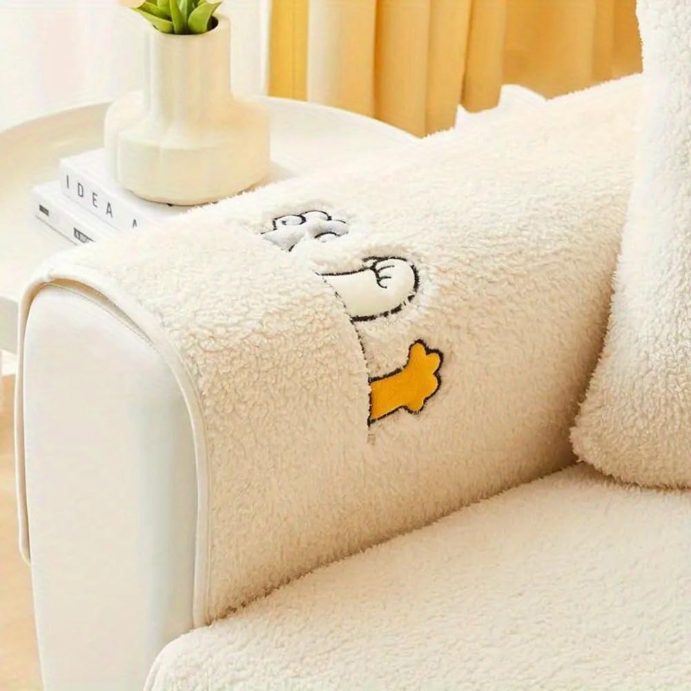 👍Sherpa Sofa Slipcover,Dog Friendly Sofa Cover,Plush Non Slip Sofa Protector Couch Cover,Furniture Protector for Bedroom Living Room Home Decor