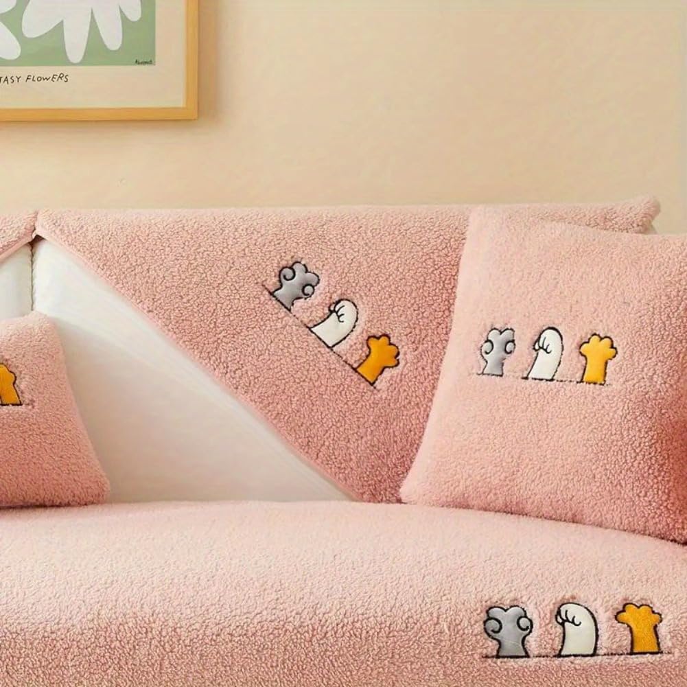 👍Sherpa Sofa Slipcover,Dog Friendly Sofa Cover,Plush Non Slip Sofa Protector Couch Cover,Furniture Protector for Bedroom Living Room Home Decor