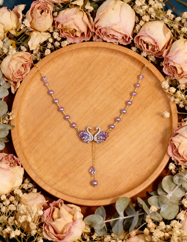 💜 Luxury Purple Swan Necklace ✨ Elegant Pendant for a Chic Look