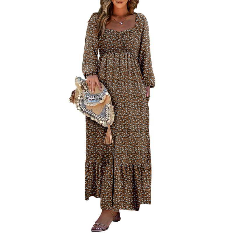 ✨ Boho Sundress – Long Sleeve Square Neck –50%