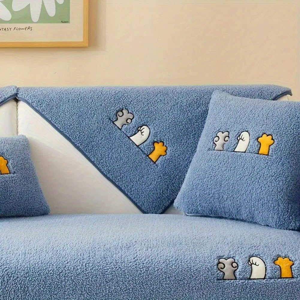 👍Sherpa Sofa Slipcover,Dog Friendly Sofa Cover,Plush Non Slip Sofa Protector Couch Cover,Furniture Protector for Bedroom Living Room Home Decor