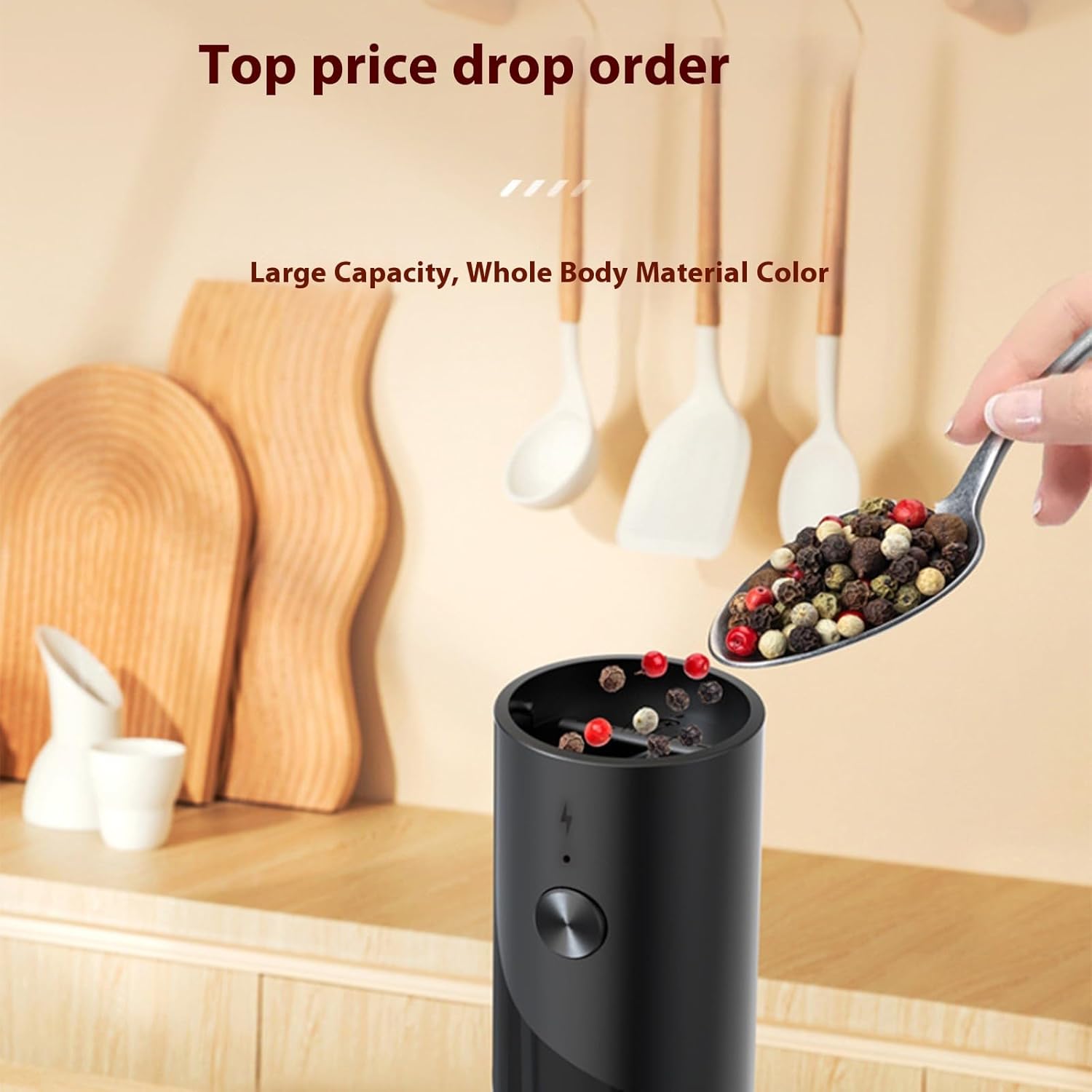👍 One-Touch Freshness! Electric Pepper Grinder with See-Through Window - Your Key to Gourmet Flavor at Home.