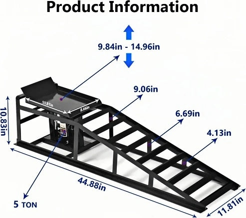 2 Pack Hydraulic Car Ramps – 5T / 11060 lbs Capacity, Heavy-Duty Vehicle Lift Ramps for Garage Repair & Maintenance