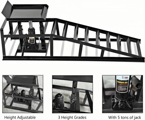 2 Pack Hydraulic Car Ramps – 5T / 11060 lbs Capacity, Heavy-Duty Vehicle Lift Ramps for Garage Repair & Maintenance