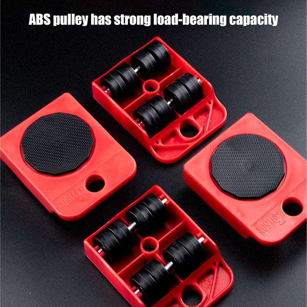 👍Zeanaturals Furniture Lift Mover Tool Set with 4 Wheels, Heavy Duty Furniture Movers, Universal Floor Sliders for Hardwood, Tile, Laminate & Low-Pile Carpet (Red)