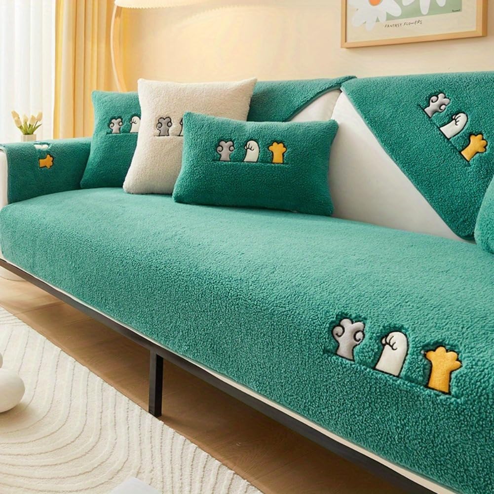 👍Sherpa Sofa Slipcover,Dog Friendly Sofa Cover,Plush Non Slip Sofa Protector Couch Cover,Furniture Protector for Bedroom Living Room Home Decor