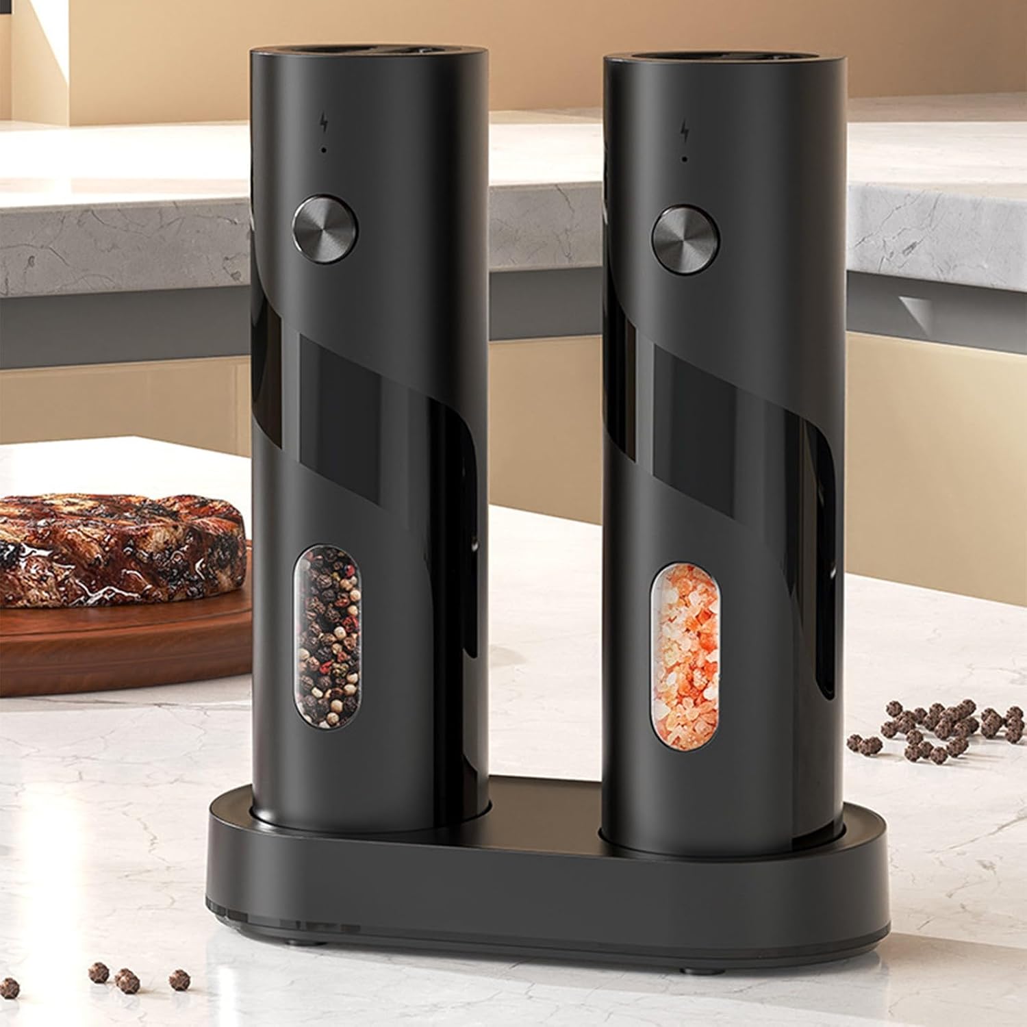 👍 One-Touch Freshness! Electric Pepper Grinder with See-Through Window - Your Key to Gourmet Flavor at Home.