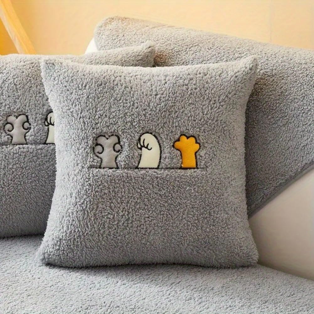 👍Sherpa Sofa Slipcover,Dog Friendly Sofa Cover,Plush Non Slip Sofa Protector Couch Cover,Furniture Protector for Bedroom Living Room Home Decor