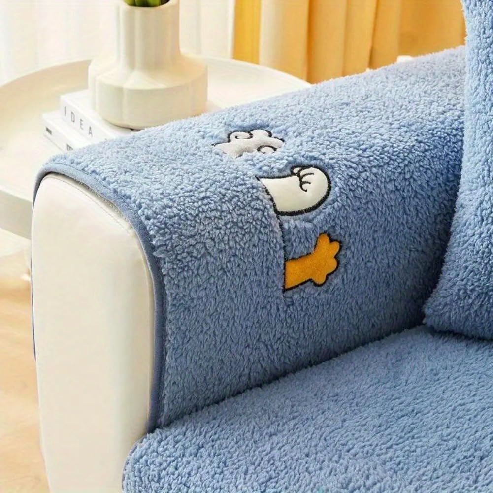 👍Sherpa Sofa Slipcover,Dog Friendly Sofa Cover,Plush Non Slip Sofa Protector Couch Cover,Furniture Protector for Bedroom Living Room Home Decor