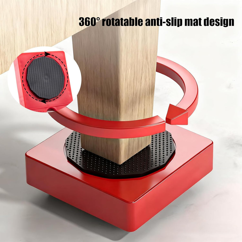 👍Zeanaturals Furniture Lift Mover Tool Set with 4 Wheels, Heavy Duty Furniture Movers, Universal Floor Sliders for Hardwood, Tile, Laminate & Low-Pile Carpet (Red)