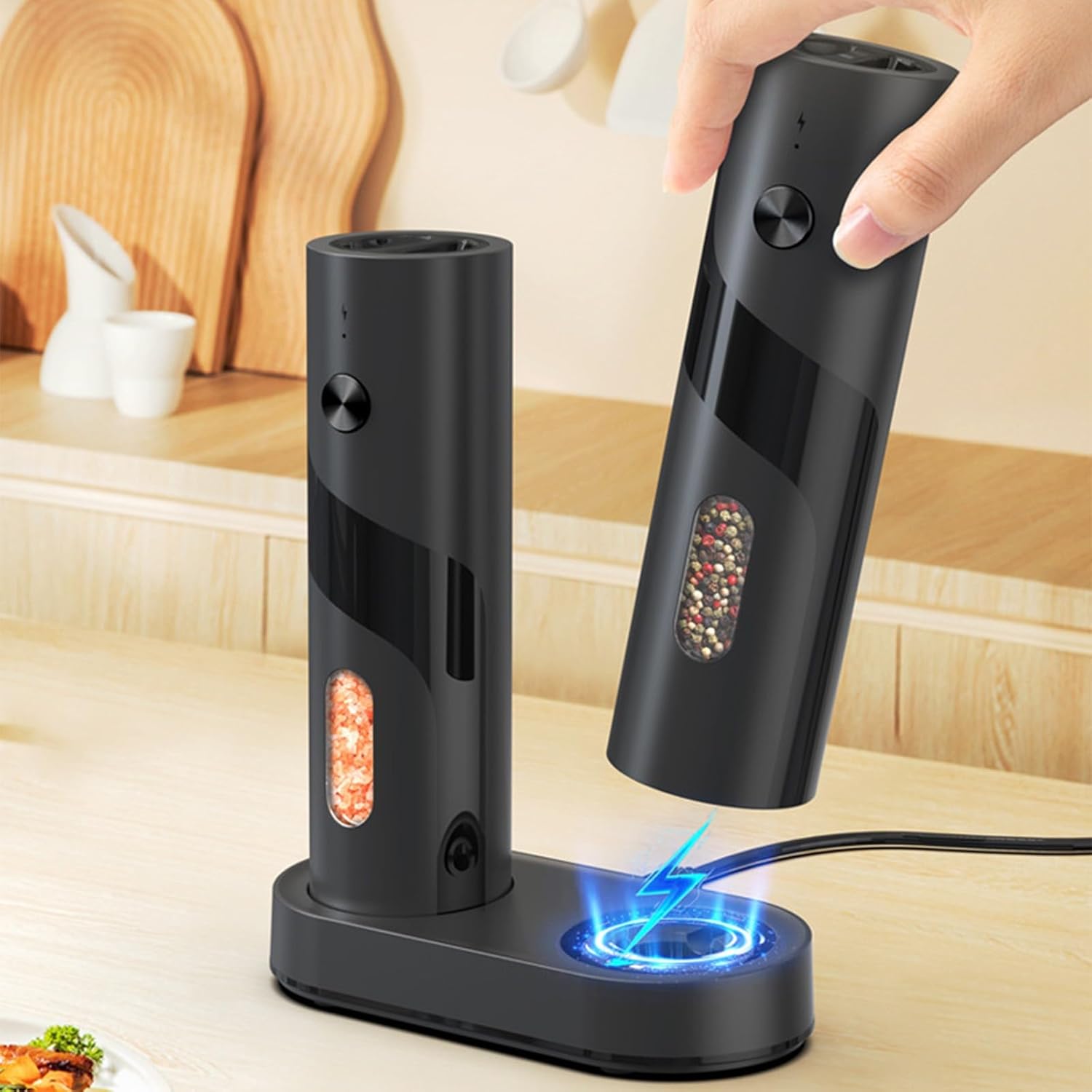 👍 One-Touch Freshness! Electric Pepper Grinder with See-Through Window - Your Key to Gourmet Flavor at Home.
