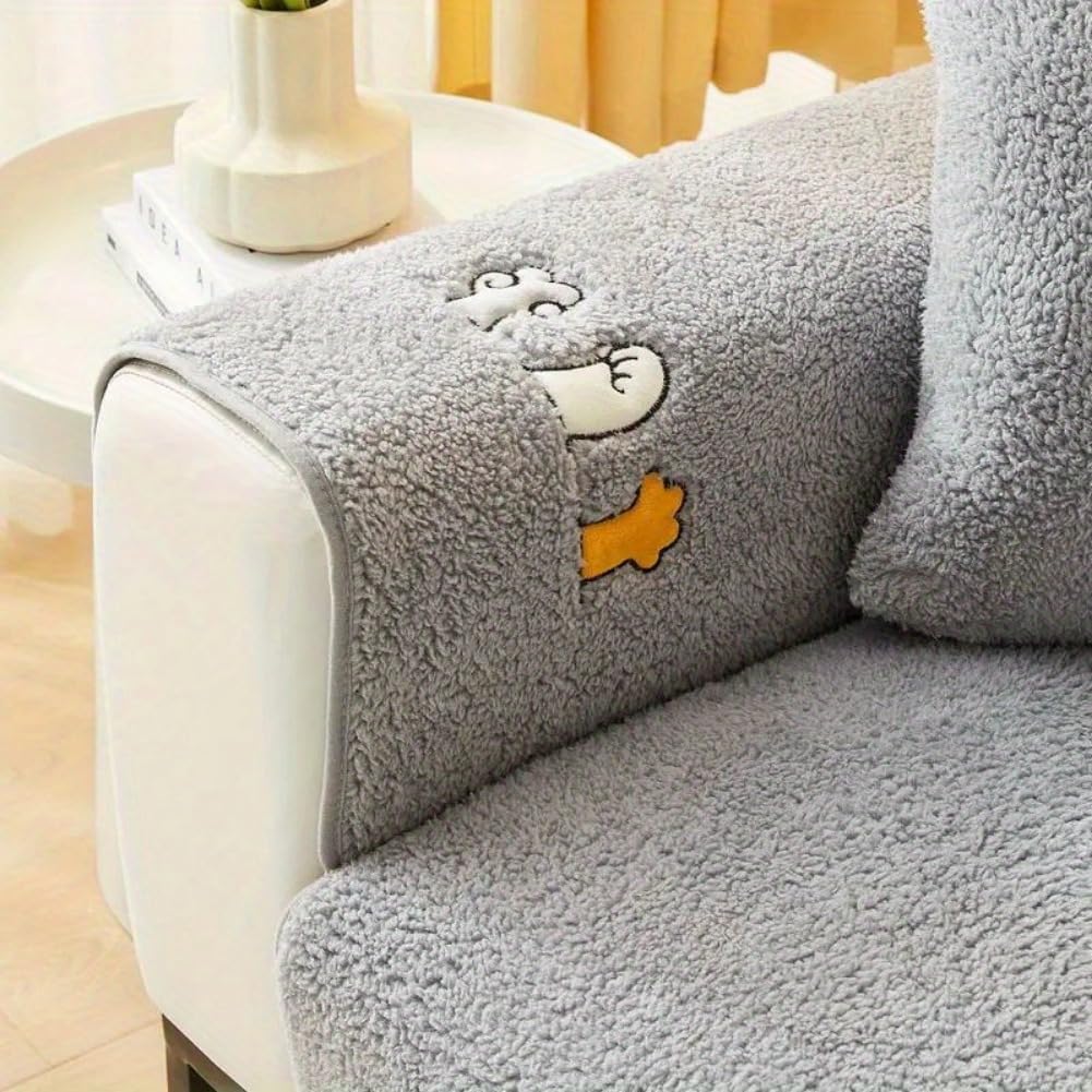 👍Sherpa Sofa Slipcover,Dog Friendly Sofa Cover,Plush Non Slip Sofa Protector Couch Cover,Furniture Protector for Bedroom Living Room Home Decor
