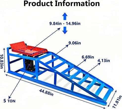 2 Pack Hydraulic Car Ramps – 5T / 11060 lbs Capacity, Heavy-Duty Vehicle Lift Ramps for Garage Repair & Maintenance