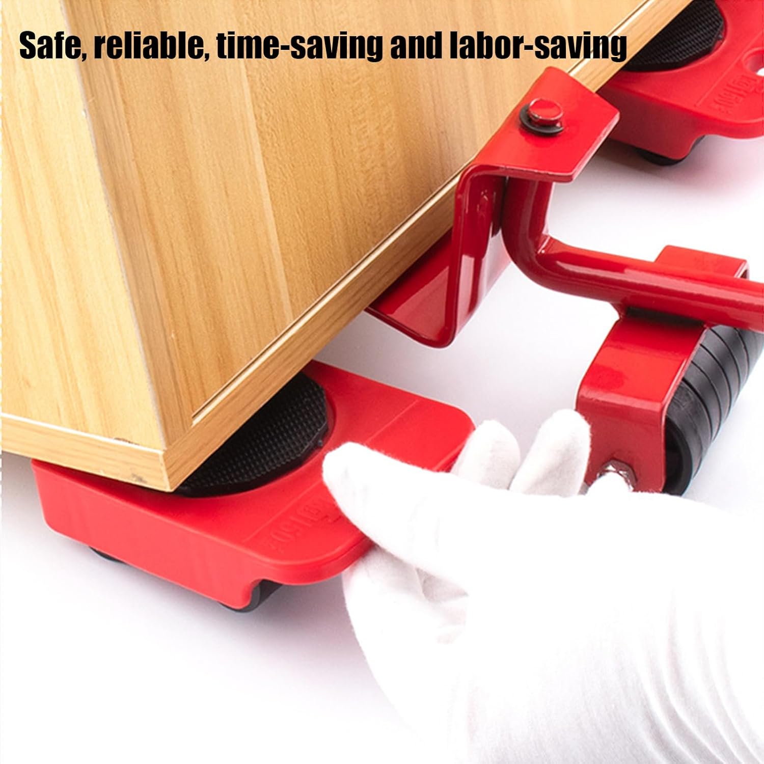 👍Zeanaturals Furniture Lift Mover Tool Set with 4 Wheels, Heavy Duty Furniture Movers, Universal Floor Sliders for Hardwood, Tile, Laminate & Low-Pile Carpet (Red)