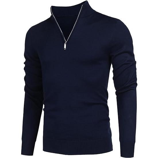 🧶 Men's Quarter Zip Mock Neck Sweater, Slim Fit Lightweight Pullover, Casual Long Sleeve Knitwear for Fall Outfits