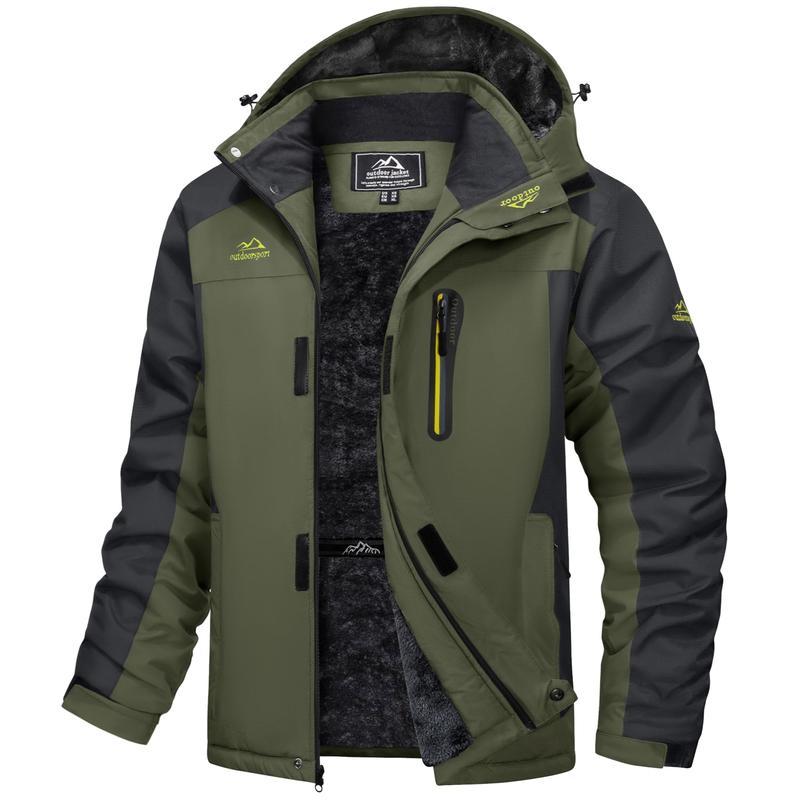 🧥 Men's Winter Ski Jacket, Water-Resistant Fleece-Lined Parka with 4 Pockets, Warm Outdoor Coat for Fall & Snow Activities